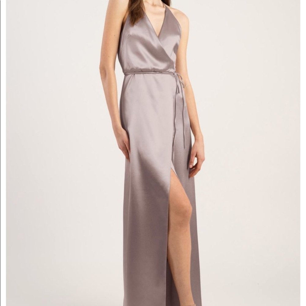Jenny Yoo Lana satin back crepe in Quart size 8